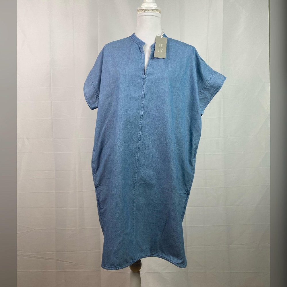 NWOT Everlane Women's Blue Pocket Shirt Dress SZ 12